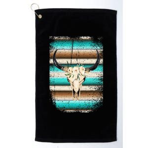 Funny Serape Cow Boho Print Flower Rustic Turquoise Brown Platinum Collection Golf Towel