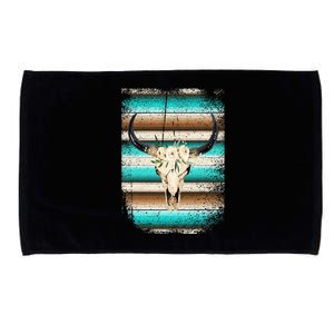 Funny Serape Cow Boho Print Flower Rustic Turquoise Brown Microfiber Hand Towel