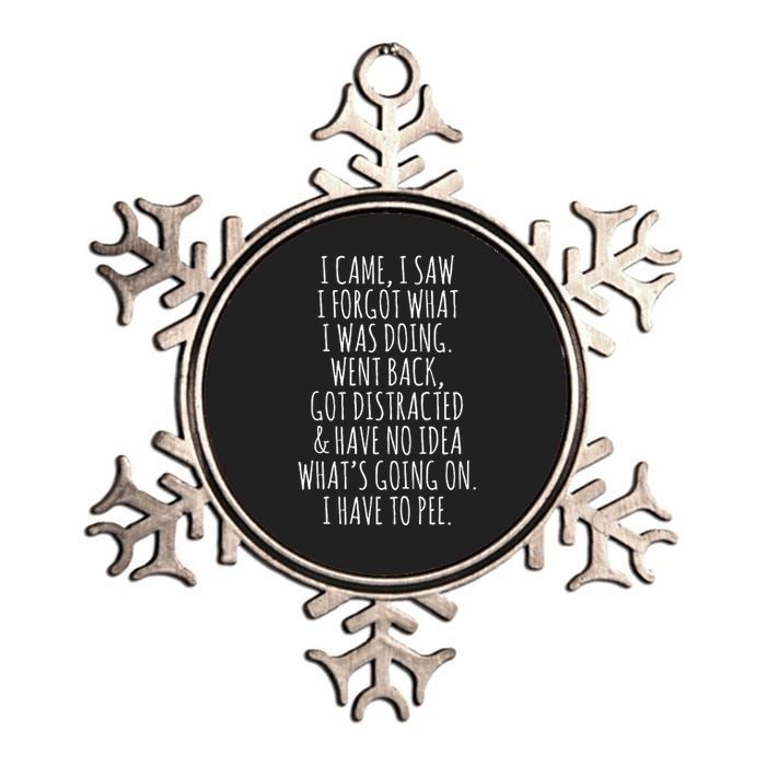 Funny Senior Citizen I Came I Saw I Forgot What I Was Doing Metallic Star Ornament