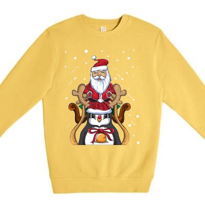 Funny Santa Claus Xmas Funny Gift Christmas Penguin Great Gift Premium Crewneck Sweatshirt