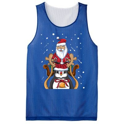 Funny Santa Claus Xmas Funny Gift Christmas Penguin Great Gift Mesh Reversible Basketball Jersey Tank