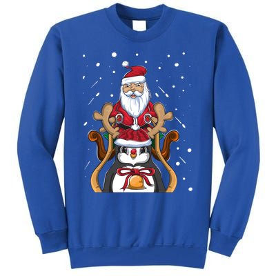 Funny Santa Claus Xmas Funny Gift Christmas Penguin Great Gift Tall Sweatshirt