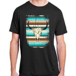 Funny Serape Cow Boho print Flower Rustic Turquoise Brown Adult ChromaSoft Performance T-Shirt