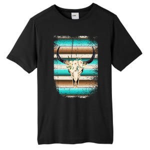 Funny Serape Cow Boho print Flower Rustic Turquoise Brown Tall Fusion ChromaSoft Performance T-Shirt