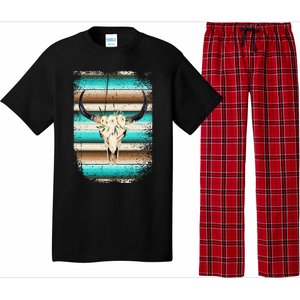 Funny Serape Cow Boho print Flower Rustic Turquoise Brown Pajama Set