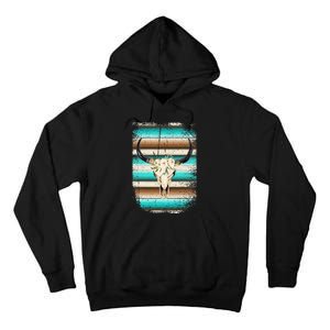 Funny Serape Cow Boho print Flower Rustic Turquoise Brown Tall Hoodie