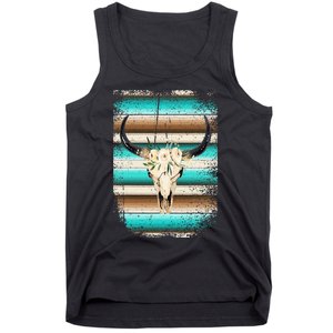 Funny Serape Cow Boho print Flower Rustic Turquoise Brown Tank Top