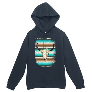 Funny Serape Cow Boho print Flower Rustic Turquoise Brown Urban Pullover Hoodie