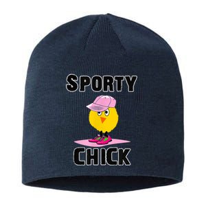 Funny Sporty Chick Women Sports Cute Pink Softball For MotherS Day Sustainable Beanie