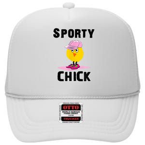 Funny Sporty Chick Women Sports Cute Pink Softball For MotherS Day High Crown Mesh Back Trucker Hat