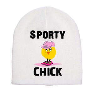 Funny Sporty Chick Women Sports Cute Pink Softball For MotherS Day Short Acrylic Beanie