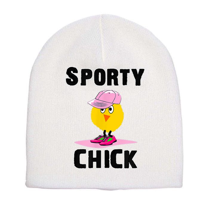 Funny Sporty Chick Women Sports Cute Pink Softball For MotherS Day Short Acrylic Beanie