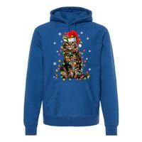 Funny Santa Claus Maine Coon Cat And Christmas Lights Xmas Gift Premium Hoodie