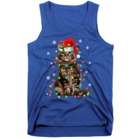 Funny Santa Claus Maine Coon Cat And Christmas Lights Xmas Gift Tank Top