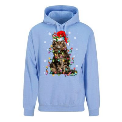 Funny Santa Claus Maine Coon Cat And Christmas Lights Xmas Gift Unisex Surf Hoodie