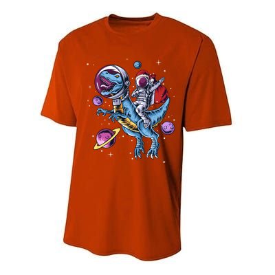 Funny Santa Claus Astronaut Christmas Riding Dinosaur Trex Gift Performance Sprint T-Shirt