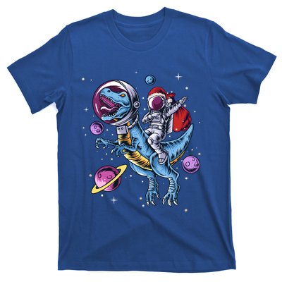 Funny Santa Claus Astronaut Christmas Riding Dinosaur Trex Gift T-Shirt