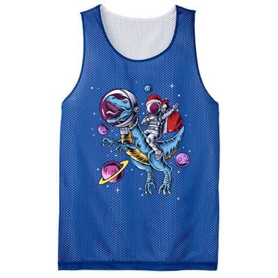 Funny Santa Claus Astronaut Christmas Riding Dinosaur Trex Gift Mesh Reversible Basketball Jersey Tank