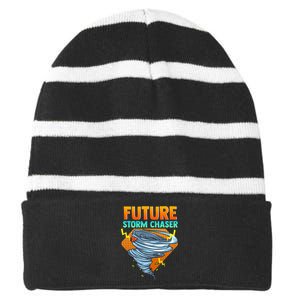 Future Storm Chaser Tornado Hurricane & Thunderstorms Striped Beanie with Solid Band