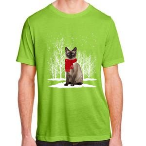 Funny Siamese Cat Wearing Ugly Christmas Scarf Xmas Cute Gift Adult ChromaSoft Performance T-Shirt