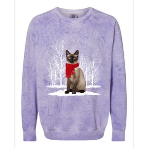 Funny Siamese Cat Wearing Ugly Christmas Scarf Xmas Cute Gift Colorblast Crewneck Sweatshirt