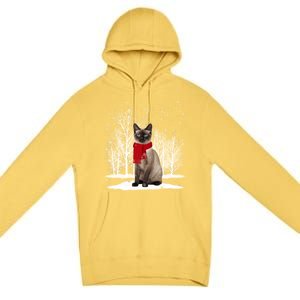 Funny Siamese Cat Wearing Ugly Christmas Scarf Xmas Cute Gift Premium Pullover Hoodie