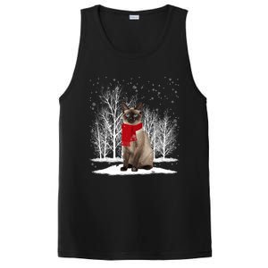 Funny Siamese Cat Wearing Ugly Christmas Scarf Xmas Cute Gift PosiCharge Competitor Tank