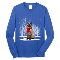 Funny Siamese Cat Wearing Ugly Christmas Scarf Xmas Cute Gift Long Sleeve Shirt