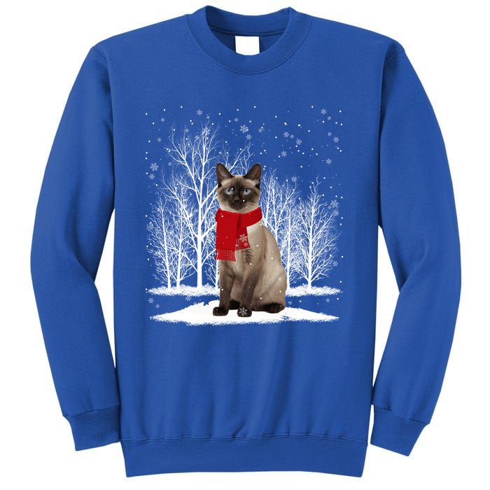 Funny Siamese Cat Wearing Ugly Christmas Scarf Xmas Cute Gift Sweatshirt