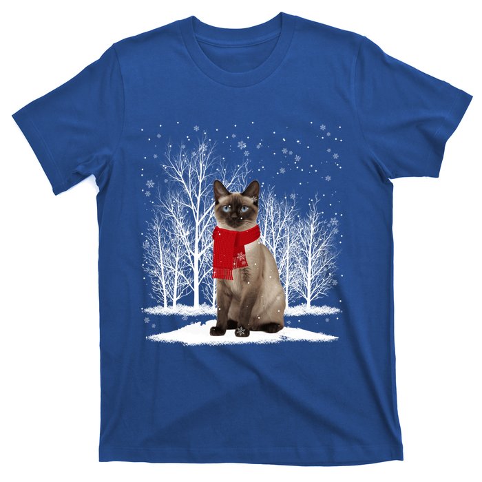 Funny Siamese Cat Wearing Ugly Christmas Scarf Xmas Cute Gift T-Shirt