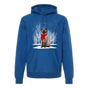 Funny Siamese Cat Wearing Ugly Christmas Scarf Xmas Cute Gift Premium Hoodie