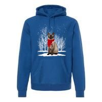 Funny Siamese Cat Wearing Ugly Christmas Scarf Xmas Cute Gift Premium Hoodie