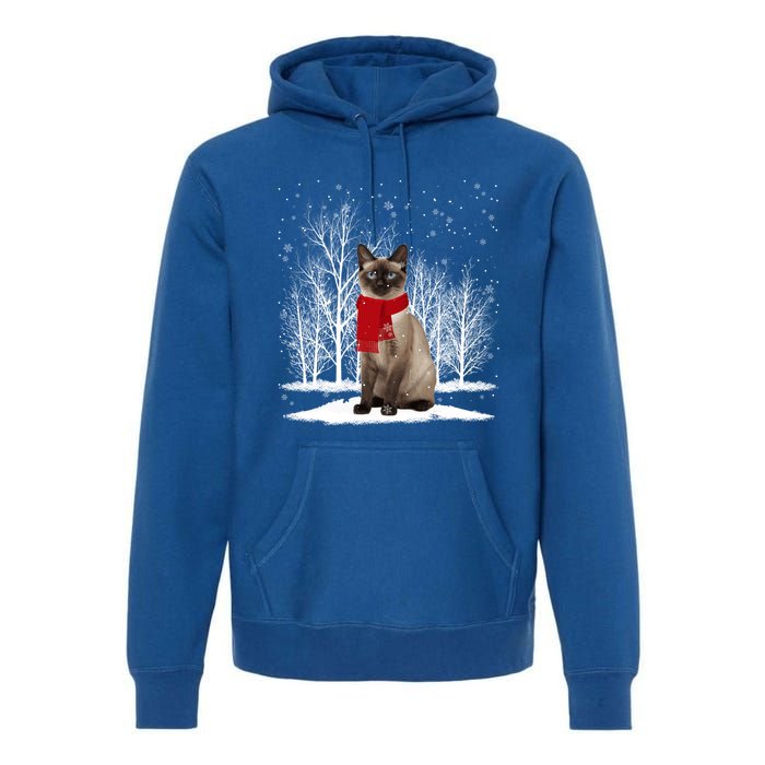 Funny Siamese Cat Wearing Ugly Christmas Scarf Xmas Cute Gift Premium Hoodie