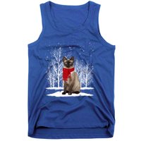 Funny Siamese Cat Wearing Ugly Christmas Scarf Xmas Cute Gift Tank Top