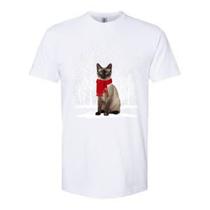 Funny Siamese Cat Wearing Ugly Christmas Scarf Xmas Cute Gift Softstyle CVC T-Shirt