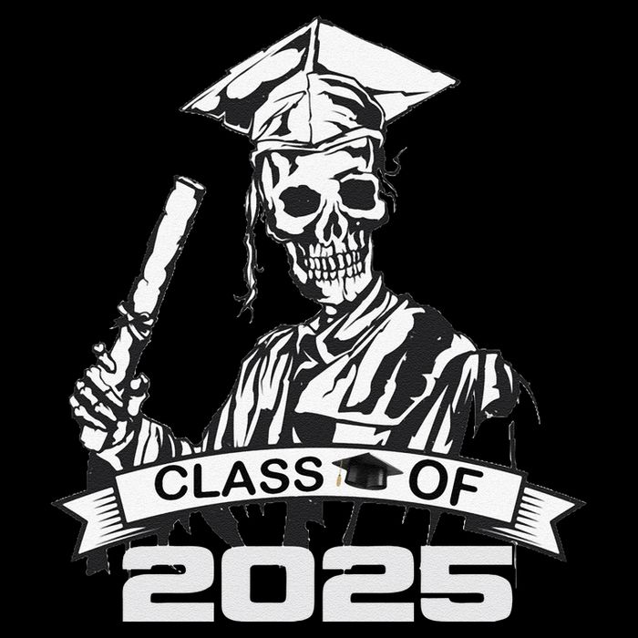 Funny Skeleton Class Of 2025 Senior Graduation 2025 7-Panel Snapback Hat