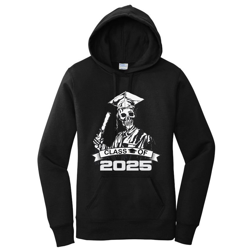 Funny Skeleton Class Of 2025 Senior Graduation 2025 Women's Pullover Hoodie