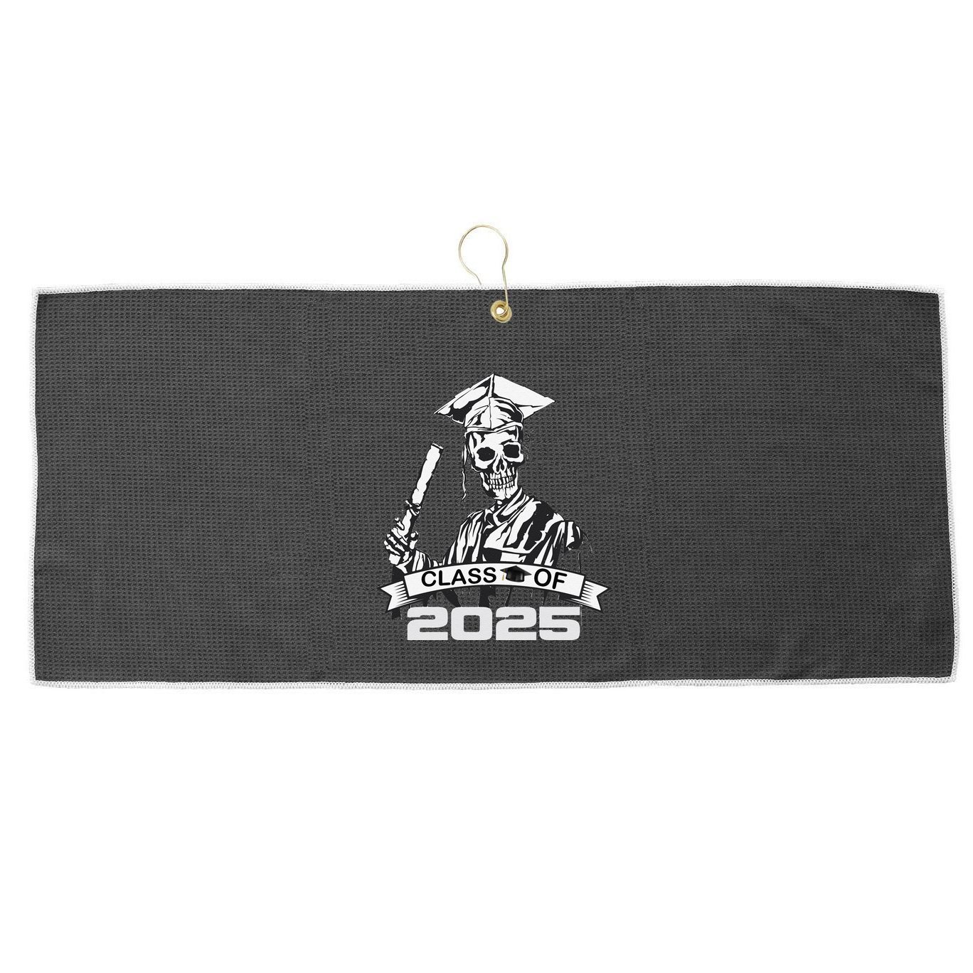 Funny Skeleton Class Of 2025 Senior Graduation 2025 Large Microfiber Waffle Golf Towel