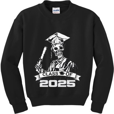 Funny Skeleton Class Of 2025 Senior Graduation 2025 Kids Sweatshirt