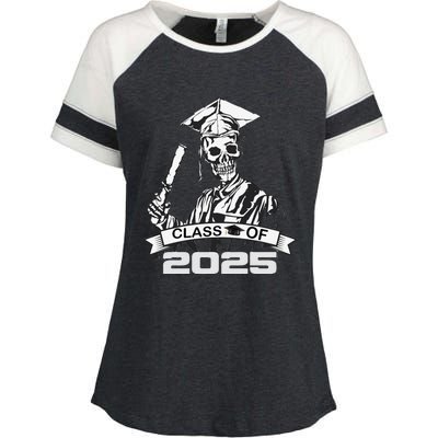 Funny Skeleton Class Of 2025 Senior Graduation 2025 Enza Ladies Jersey Colorblock Tee