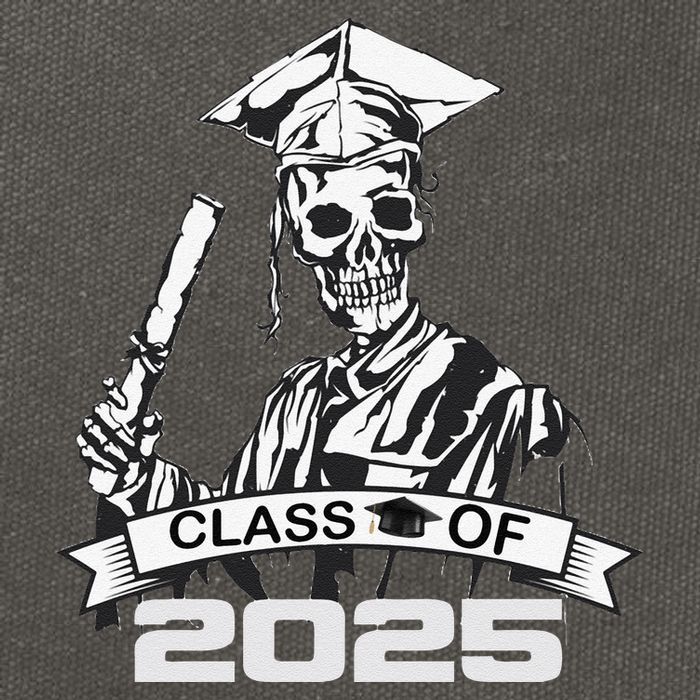 Funny Skeleton Class Of 2025 Senior Graduation 2025 Cotton Canvas Backpack