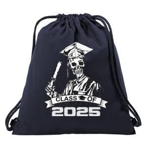 Funny Skeleton Class Of 2025 Senior Graduation 2025 Drawstring Bag