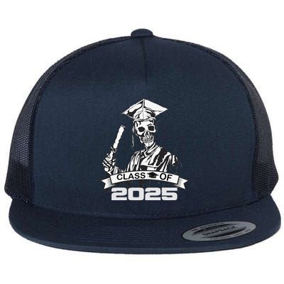 Funny Skeleton Class Of 2025 Senior Graduation 2025 Flat Bill Trucker Hat