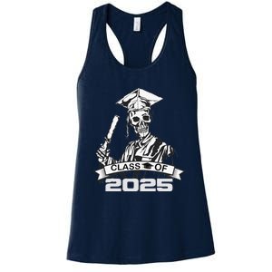 Funny Skeleton Class Of 2025 Senior Graduation 2025 Women's Racerback Tank