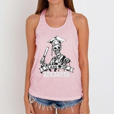 Funny Skeleton Class Of 2025 Senior Graduation 2025 Women's Knotted Racerback Tank