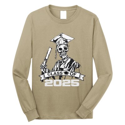 Funny Skeleton Class Of 2025 Senior Graduation 2025 Long Sleeve Shirt