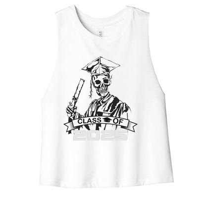 Funny Skeleton Class Of 2025 Senior Graduation 2025 Women's Racerback Cropped Tank