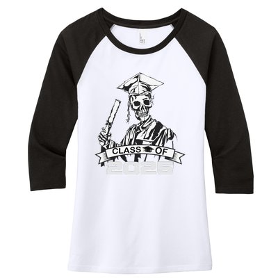 Funny Skeleton Class Of 2025 Senior Graduation 2025 Women's Tri-Blend 3/4-Sleeve Raglan Shirt