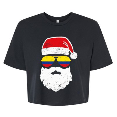 Funny Santa Claus Face Sunglasses Colombia Flag  Bella+Canvas Jersey Crop Tee