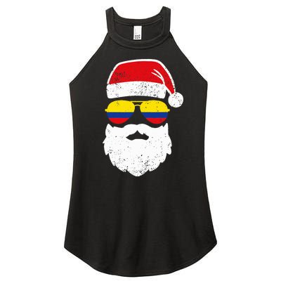 Funny Santa Claus Face Sunglasses Colombia Flag  Women’s Perfect Tri Rocker Tank